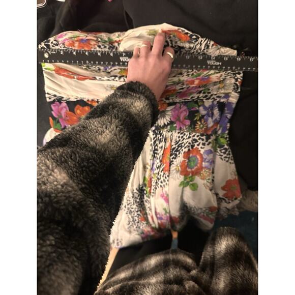 Vtg Ice 100% Silk Y2K Floral Animal Print Babydoll Strapless Dress Women Sz 10 - Picture 14 of 15